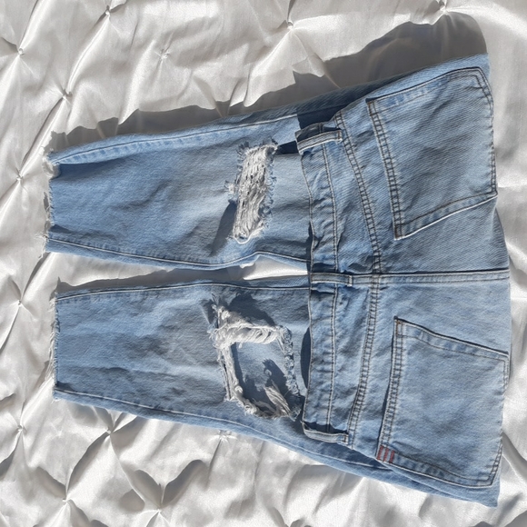 BDG Slim Straight 27 Distressed Knee Raw Hem Button Fly Hi Rise Jeans - Picture 14 of 17